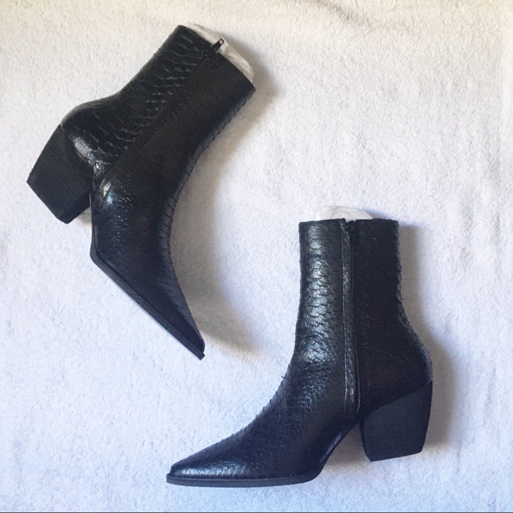 ๐ Matisse Caty Black Snake Leather Mid Calf Boots - Picture 4 of 8